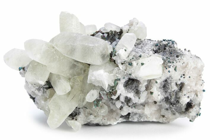 Calcite and Iridescent Chalcopyrite on Dolomite - Missouri #241750